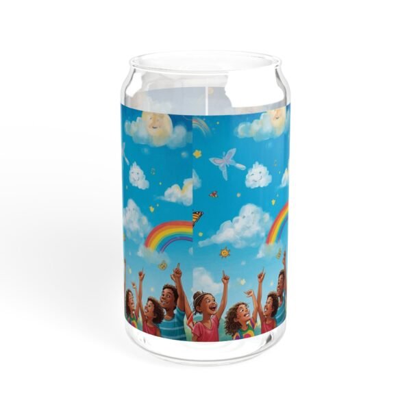 16oz rainbow kids sipper glass — cute cloud & rainbow party drink jar