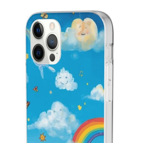 whimsical rainbow clouds phone case — cute kids sky illustration