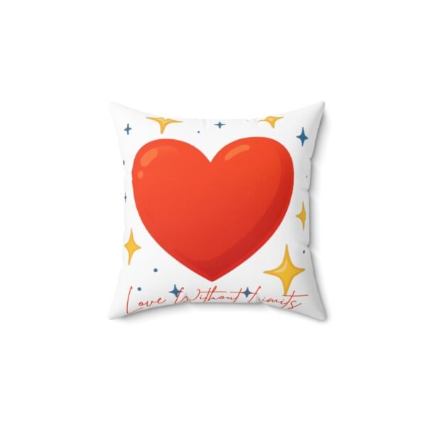 heart sparkle throw pillow — "love without limits" decorative cushion
