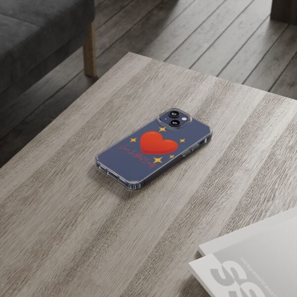 clear impact phone case — red heart & “love without limits” design