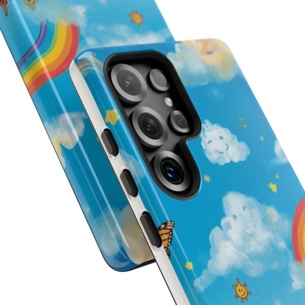 kids rainbow sky phone case – colorful cloud & happy children tough case