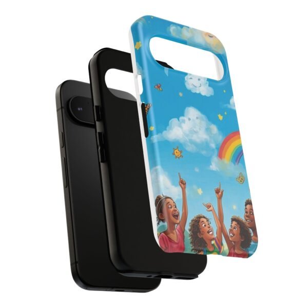 kids rainbow sky phone case – colorful cloud & happy children tough case