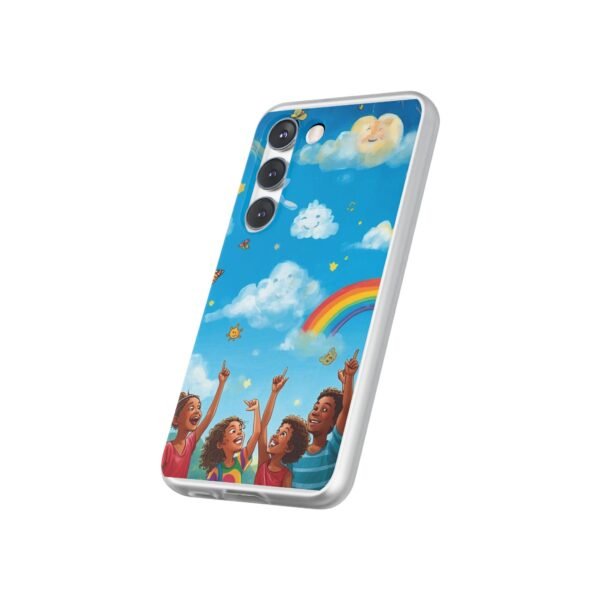 whimsical rainbow clouds phone case — cute kids sky illustration