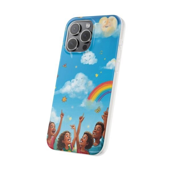 whimsical rainbow clouds phone case — cute kids sky illustration