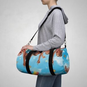 cute cloudy sky duffel bag — whimsical kids travel gym bag with sleeping cloud & stars