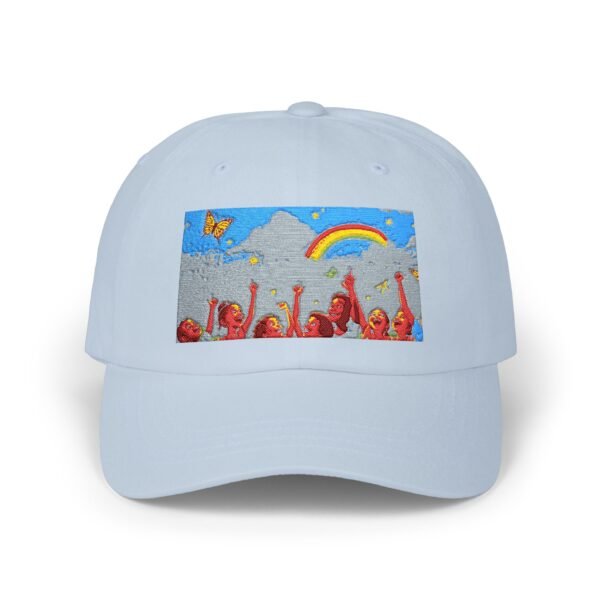 dad cap — colorful festival art rainbow & crowd embroidered hat