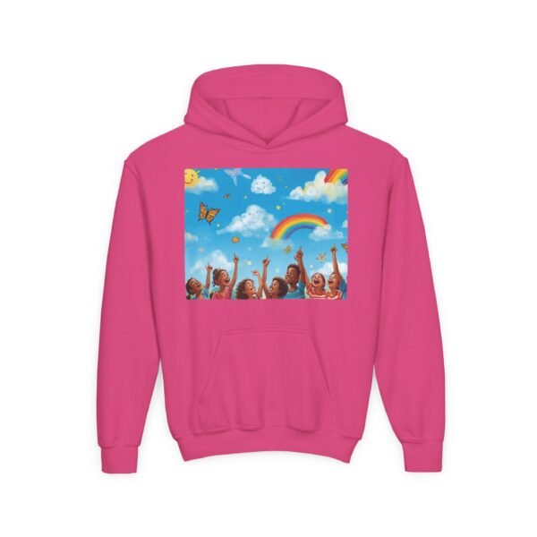 kids rainbow cloud hoodie — "painting the cloud" youth sweatshirt