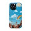 whimsical rainbow clouds phone case — cute kids sky illustration