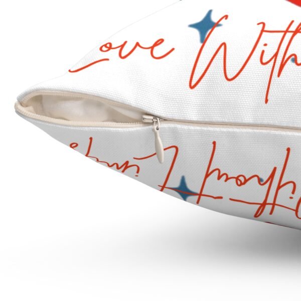 heart sparkle throw pillow — "love without limits" decorative cushion