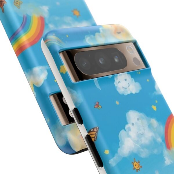 kids rainbow sky phone case – colorful cloud & happy children tough case