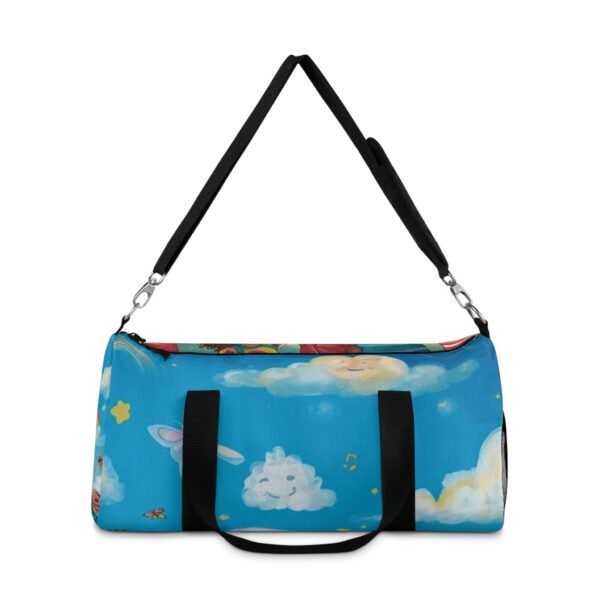 cute cloudy sky duffel bag — whimsical kids travel gym bag with sleeping cloud & stars