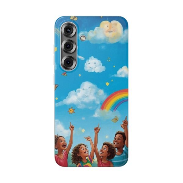 whimsical rainbow clouds phone case — cute kids sky illustration
