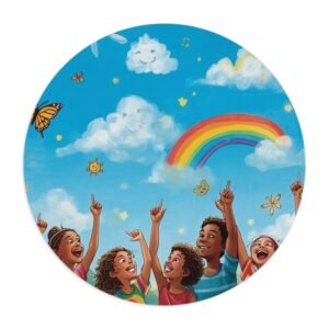 rainbow kids mouse pad — cheerful classroom computer desk mat