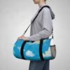 cute cloudy sky duffel bag — whimsical kids travel gym bag with sleeping cloud & stars