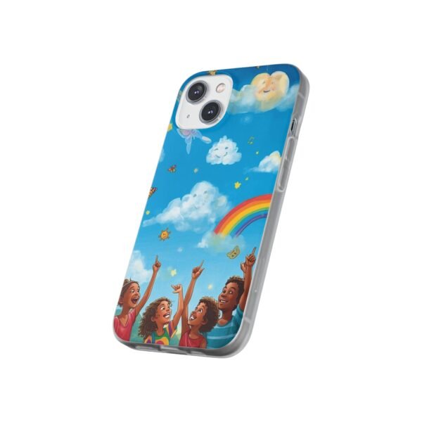 whimsical rainbow clouds phone case — cute kids sky illustration