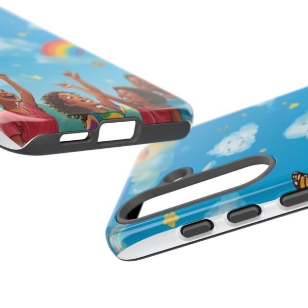 kids rainbow sky phone case – colorful cloud & happy children tough case