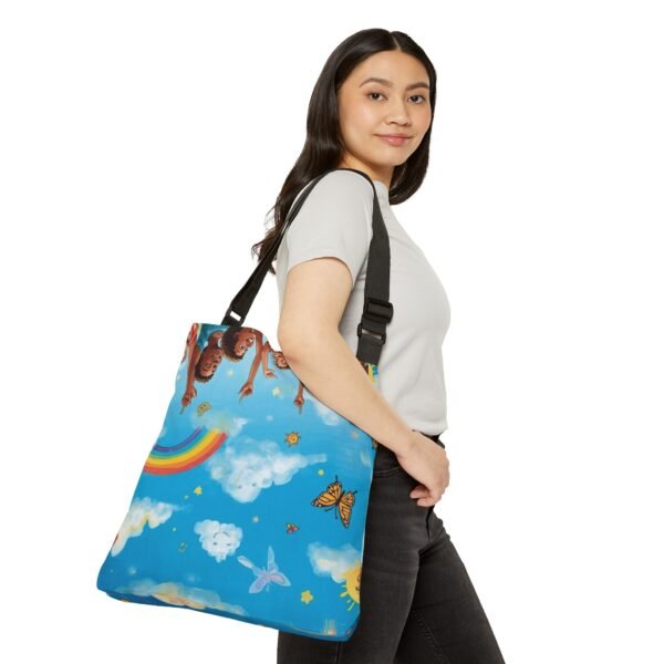 adjustable tote bag — rainbow kids cloud print shoulder bag