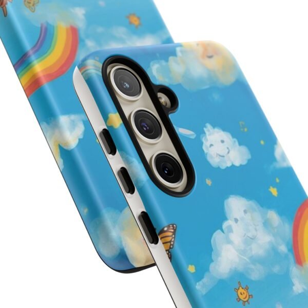 kids rainbow sky phone case – colorful cloud & happy children tough case