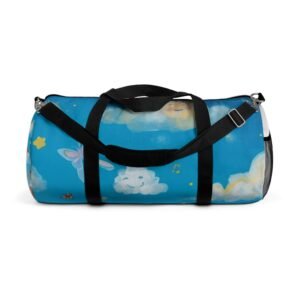 cute cloudy sky duffel bag — whimsical kids travel gym bag with sleeping cloud & stars
