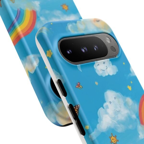 kids rainbow sky phone case – colorful cloud & happy children tough case
