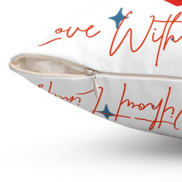 heart sparkle throw pillow — "love without limits" decorative cushion