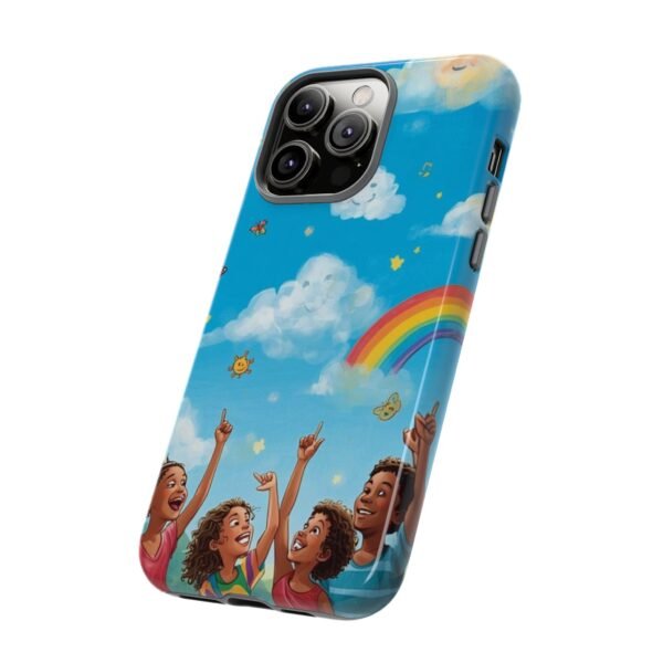 kids rainbow sky phone case – colorful cloud & happy children tough case