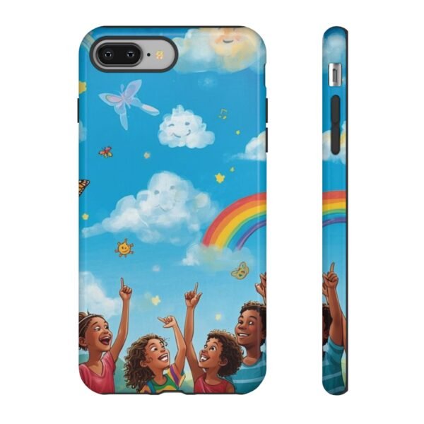 kids rainbow sky phone case – colorful cloud & happy children tough case