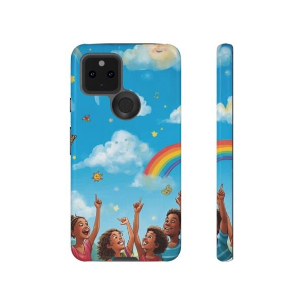 kids rainbow sky phone case – colorful cloud & happy children tough case
