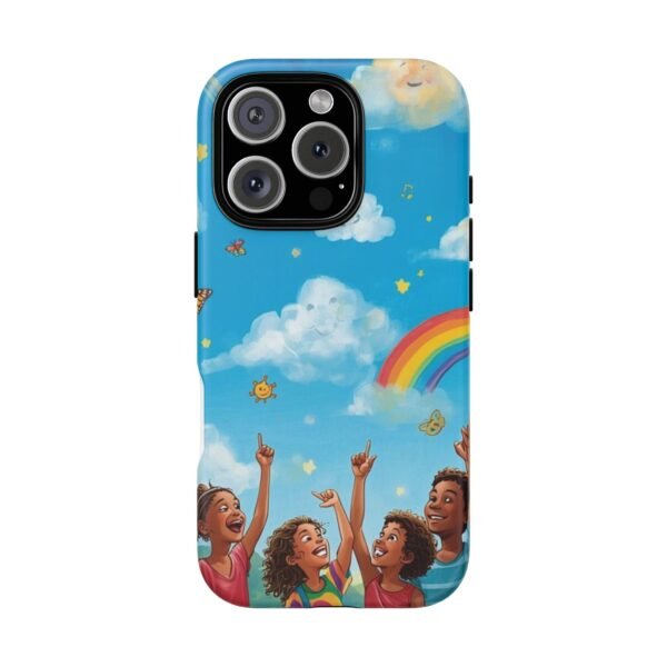 kids rainbow sky phone case – colorful cloud & happy children tough case