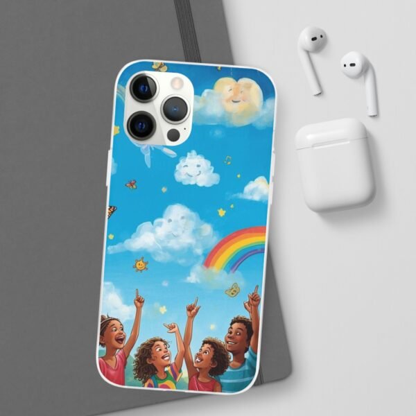 whimsical rainbow clouds phone case — cute kids sky illustration