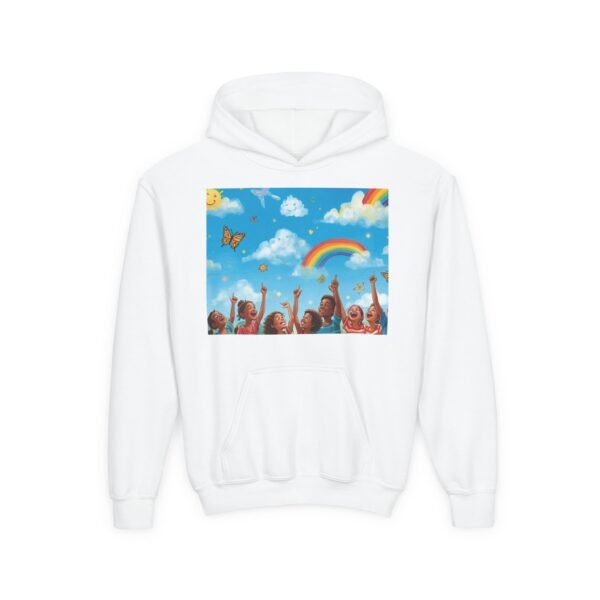 kids rainbow cloud hoodie — "painting the cloud" youth sweatshirt