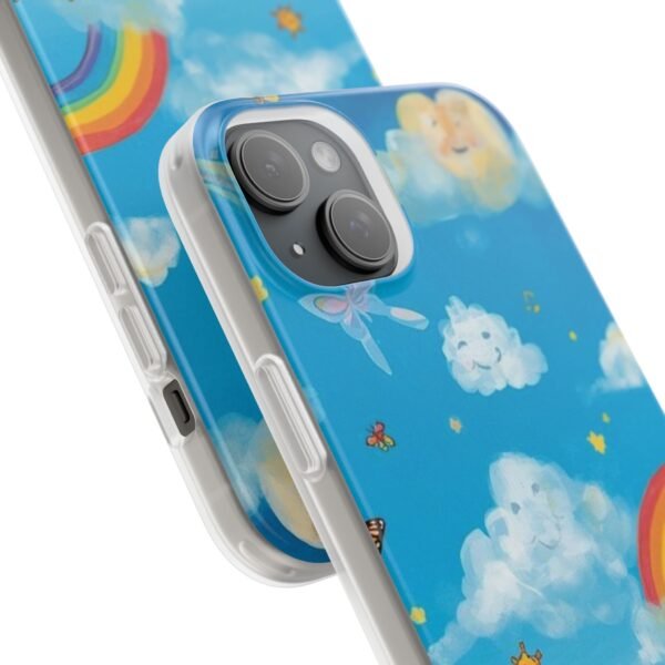 whimsical rainbow clouds phone case — cute kids sky illustration
