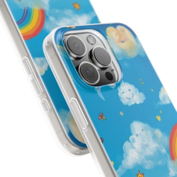 whimsical rainbow clouds phone case — cute kids sky illustration