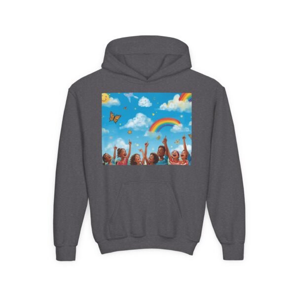 kids rainbow cloud hoodie — "painting the cloud" youth sweatshirt