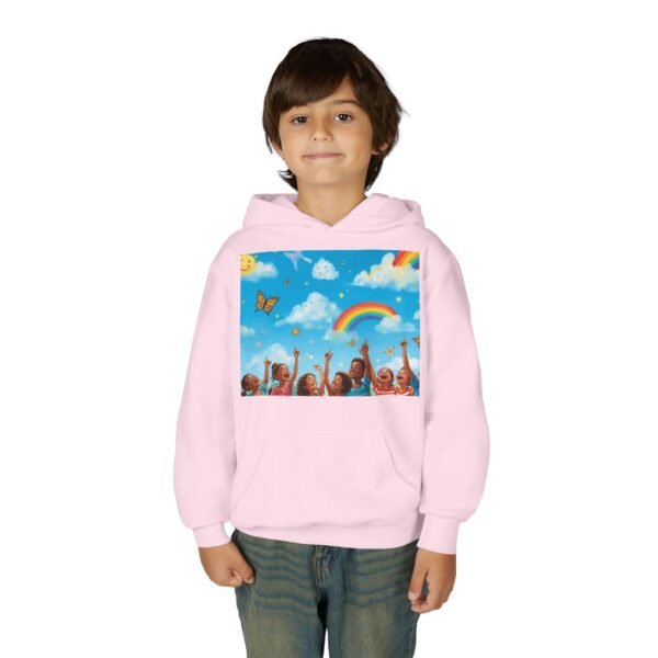 kids rainbow cloud hoodie — "painting the cloud" youth sweatshirt