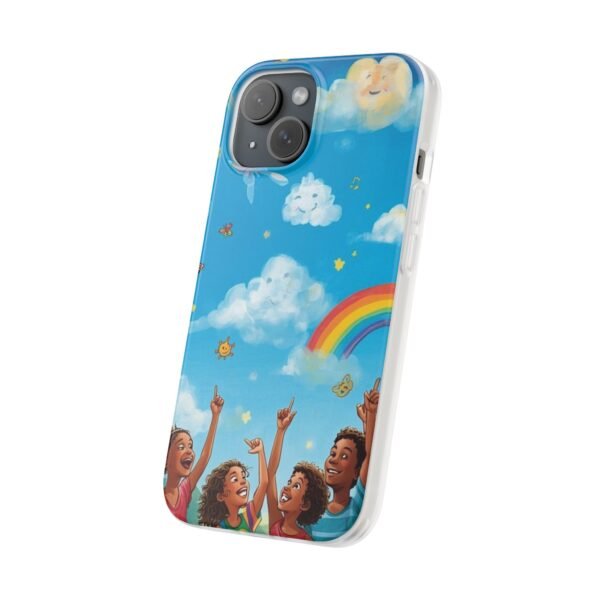 whimsical rainbow clouds phone case — cute kids sky illustration