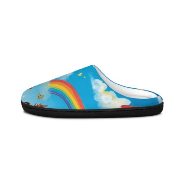 women's rainbow cloud slippers — cheerful cozy indoor shoes with kids reaching design