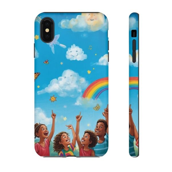 kids rainbow sky phone case – colorful cloud & happy children tough case