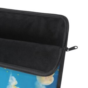 rainbow sky laptop sleeve — whimsical kids cloud, butterflies & rainbow design