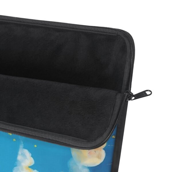 rainbow sky laptop sleeve — whimsical kids cloud, butterflies & rainbow design