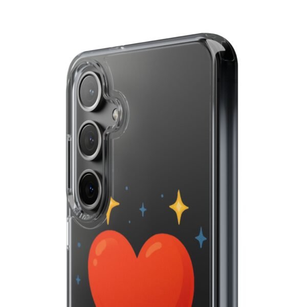 clear impact phone case — red heart & “love without limits” design