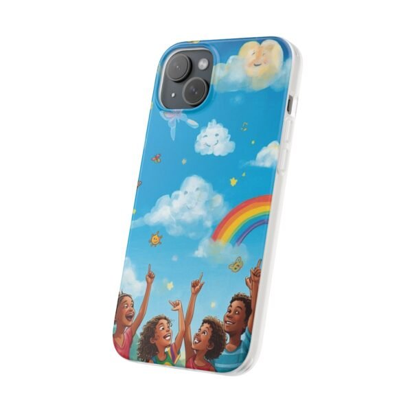 whimsical rainbow clouds phone case — cute kids sky illustration