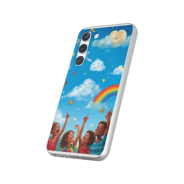whimsical rainbow clouds phone case — cute kids sky illustration