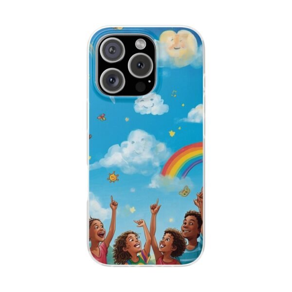 whimsical rainbow clouds phone case — cute kids sky illustration