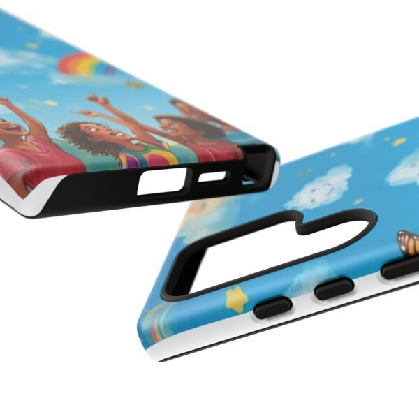 kids rainbow sky phone case – colorful cloud & happy children tough case