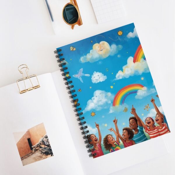 colorful kids' spiral notebook — rainbow clouds ruled journal