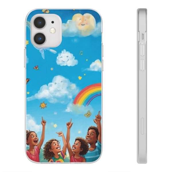 whimsical rainbow clouds phone case — cute kids sky illustration