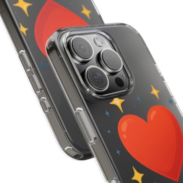clear impact phone case — red heart & “love without limits” design