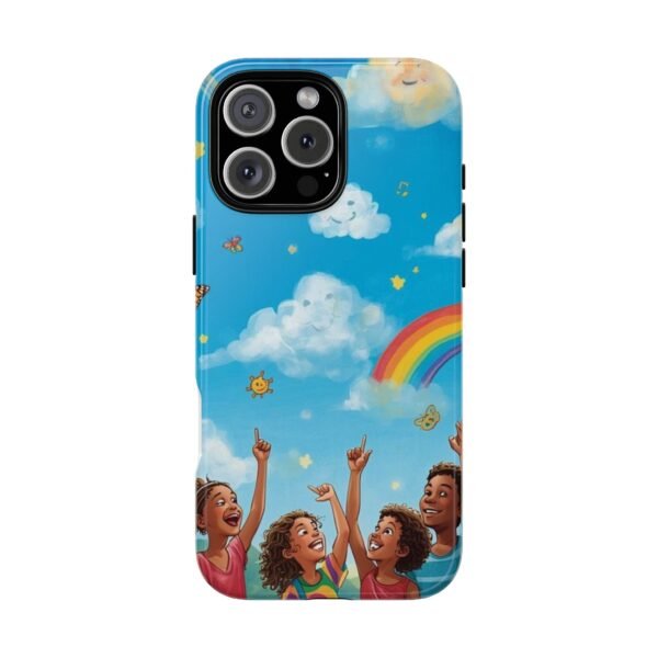 kids rainbow sky phone case – colorful cloud & happy children tough case