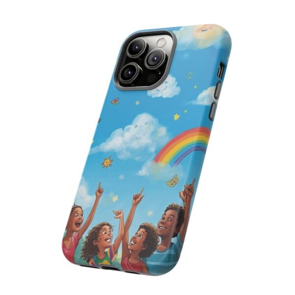 kids rainbow sky phone case – colorful cloud & happy children tough case